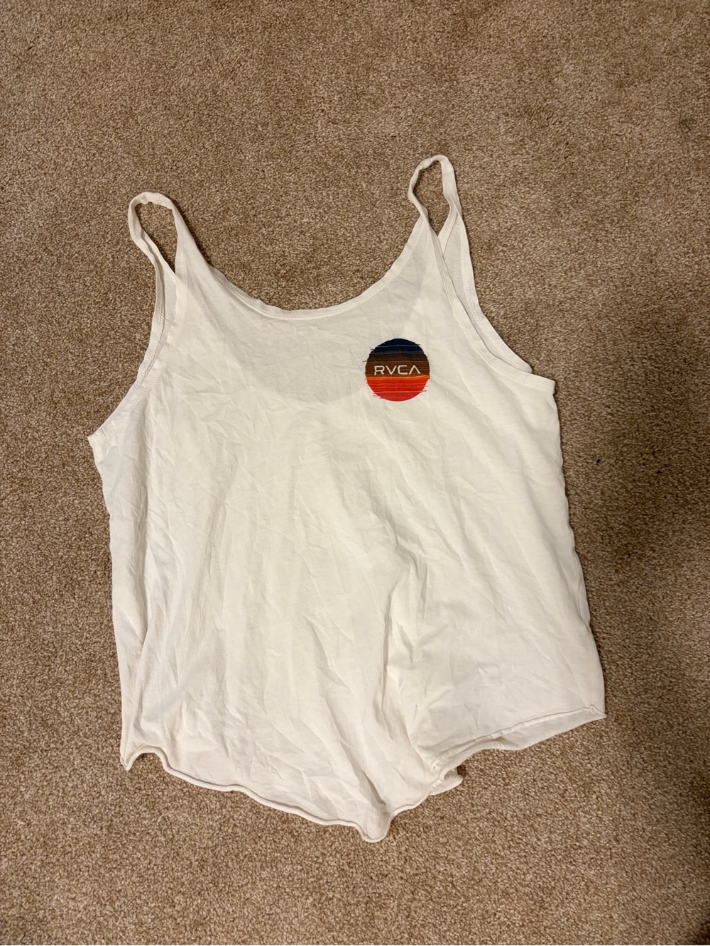 RVCA White Cropped Tank with Sunset Patch